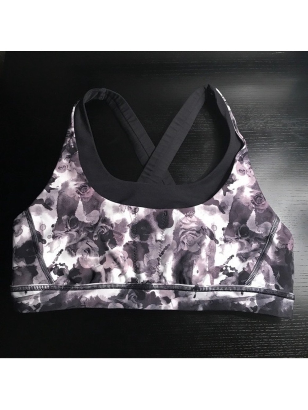 Lululemon Run Stuff Your Bra III (Power Mesh) Rose abstract / Black 12